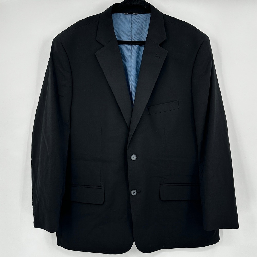 Oak Hill Perfect Fit Black Wool Two Piece Blazer‎ Suit Jacket 48L 42 Dress Pants